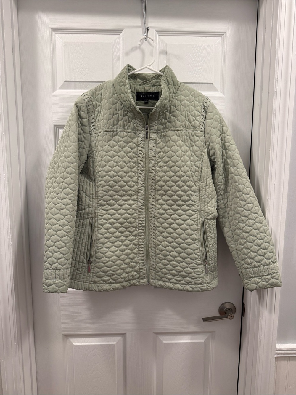 Giacca Quilted Sage Green Women's Zip-Front Light Jacket size XL